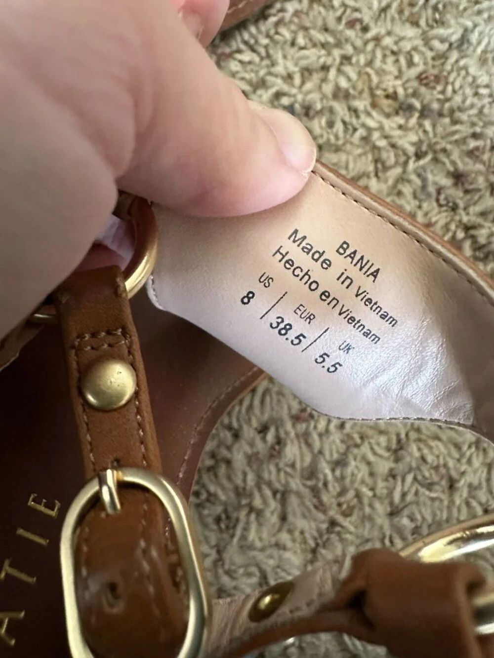 Kelly & Katie Womens Brown Bania Leather Sandals 8 Adjustable Ankle Strap - Picture 4 of 9